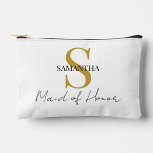 Simple Maid of Honour gift monogram, name Accessory Pouch