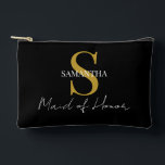 Simple Maid of Honour gift monogram, name  Accessory Pouch<br><div class="desc">This elegant Maid of Honour gift accessory pouch is the perfect way to show appreciation to your maid of honour on your special day. Personalise it with a monogram and her name to make it even more special. This versatile pouch can be used to store makeup, jewellery, or any other...</div>
