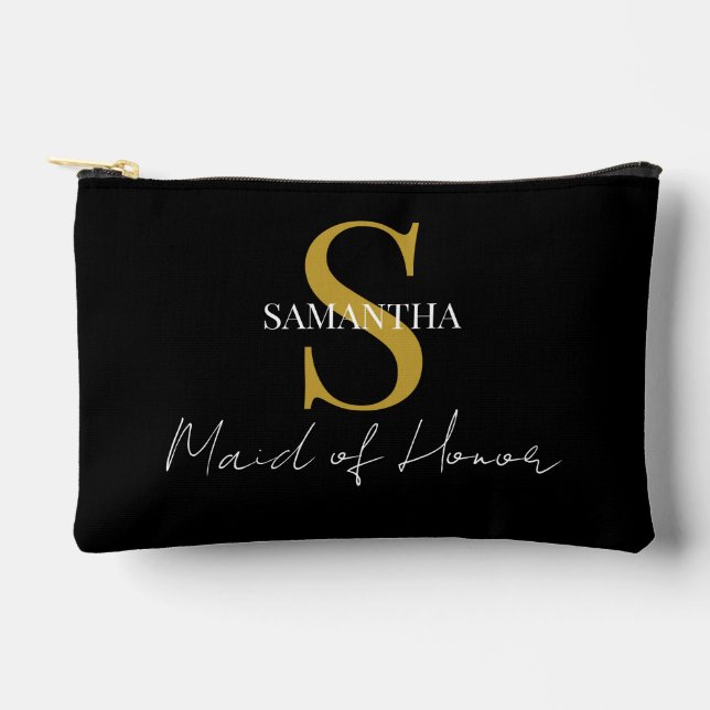 Simple Maid of Honour gift monogram, name  Accessory Pouch (Front)