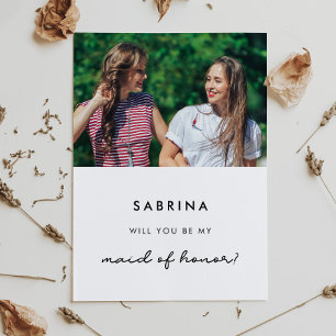 Simple Maid of Honour proposal photo card