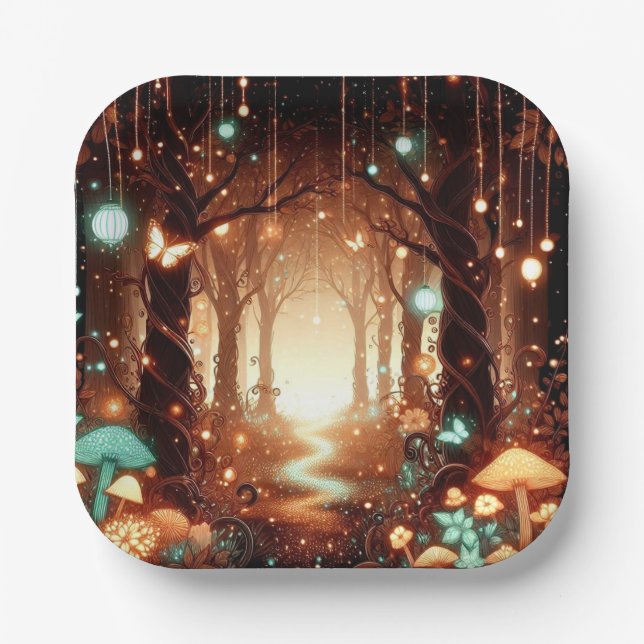  Simple Majestic Enchanted Forest Baby Shower Paper Plate (Front)