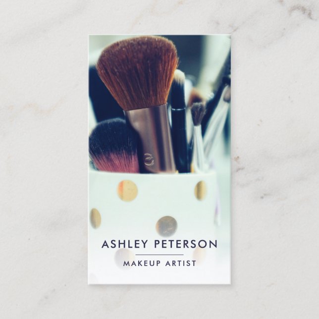 Simple makeup photography minimal typography business card (Front)