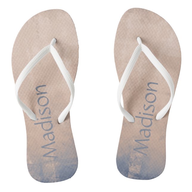 Simple Mallow Blue abstract Your name Thongs (Footbed)