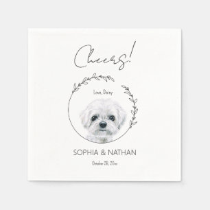Simple Maltese Dog Wedding Cocktail Napkin