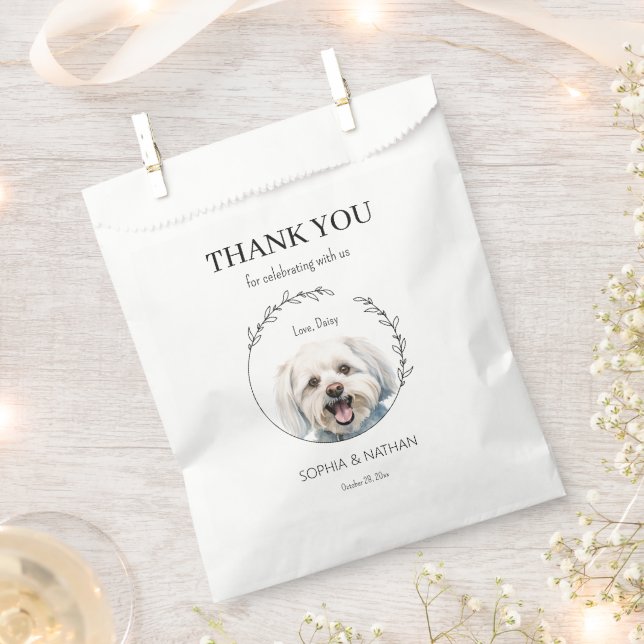 Simple Maltese Dog Wedding Thank You Favour Bag (Clipped)