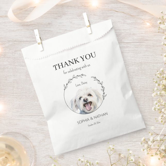 Simple Maltese Dog Wedding Thank You Favour Bag (Clipped)