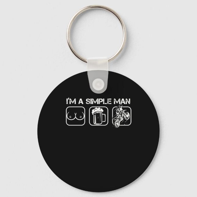 Simple Man Girls Beer Motorcycle Motocross Biker G Key Ring (Front)