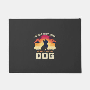 Simple Man Who Loves Dog Silhouette Sunset Palm Tr Doormat