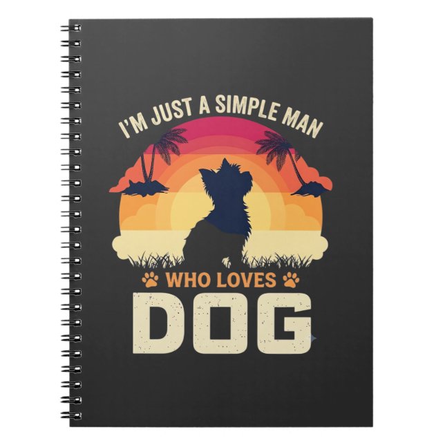 Simple Man Who Loves Dog Silhouette Sunset Palm Tr Notebook (Front)
