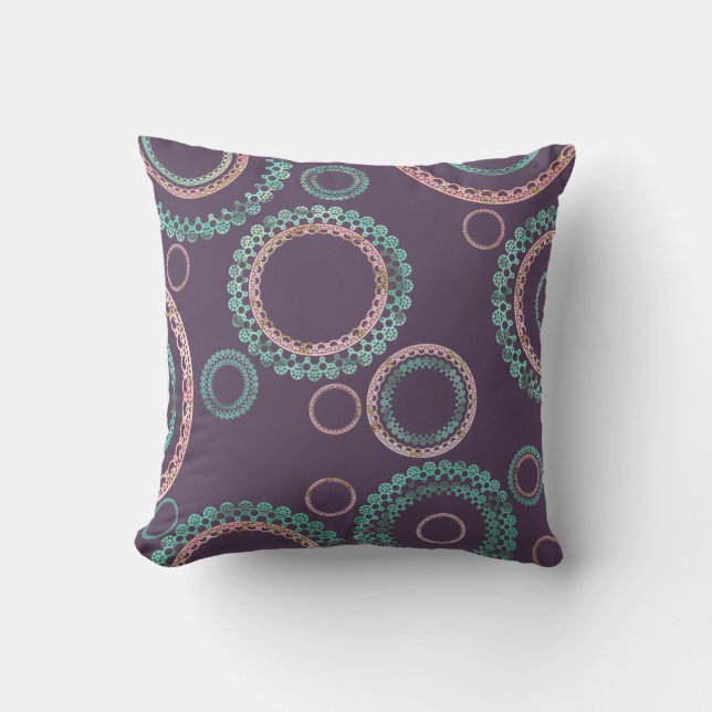 Simple Mandala Pattern (Purple) Cushion (Front)