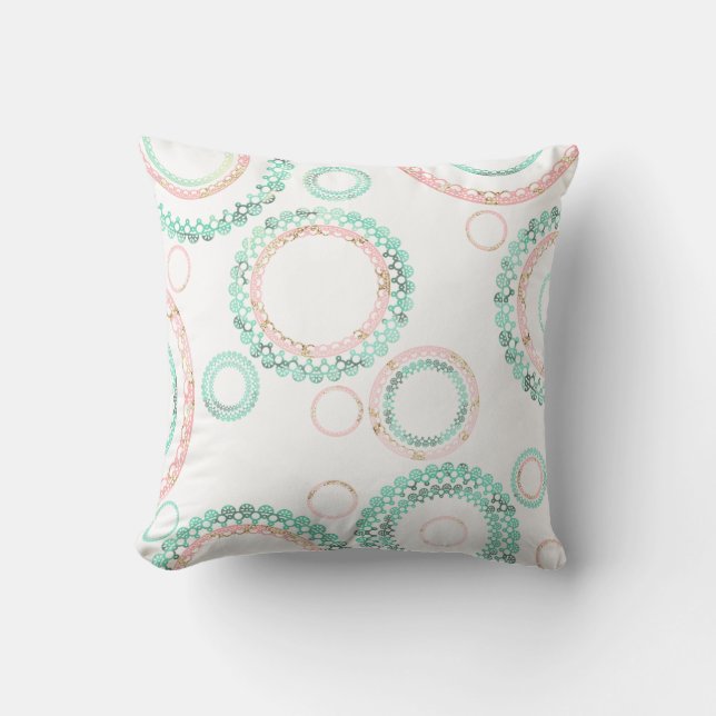Simple Mandala Pattern (White) Cushion (Front)
