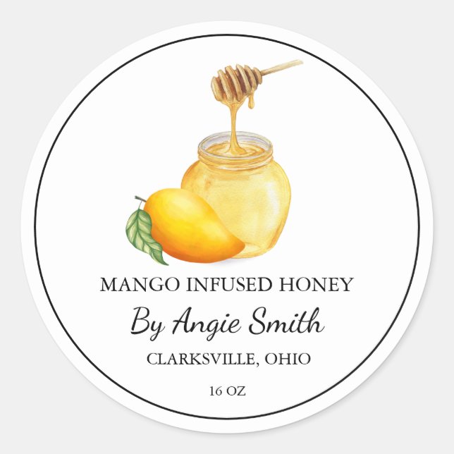 Simple Mango Infused Honey Label (Front)