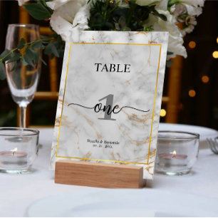 Simple Marble Grey Elegant Wedding Table Number