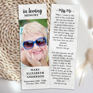 Simple Marble Photo Memorial Poem Funeral Bookmark