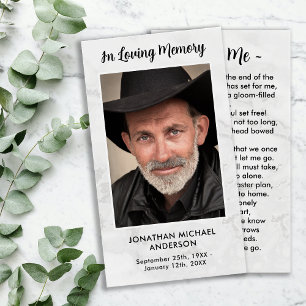 Simple Marble Photo Sympathy Memorial Prayer Card