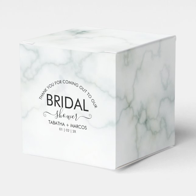 Simple Marble Script Elegant BRIDAL Shower   Favou Favour Box (Front Side)
