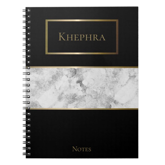Simple Marble Watercolor Name  Notebook (Front)