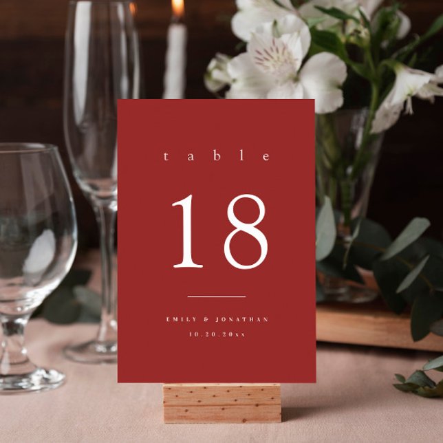 Simple  Maroon Christmas Wedding Table Number (Creator Uploaded)