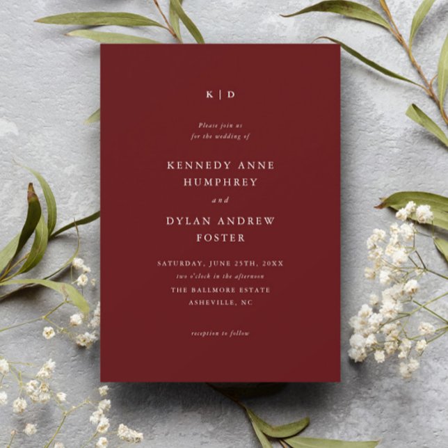 Simple Maroon Elegant Wedding Invitation (Creator Uploaded)