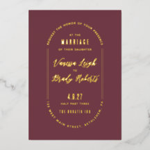 Simple Maroon Minimalist Wedding Invitation