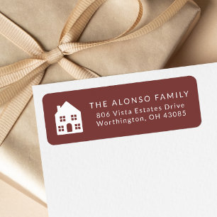 Simple maroon new home holiday return address label