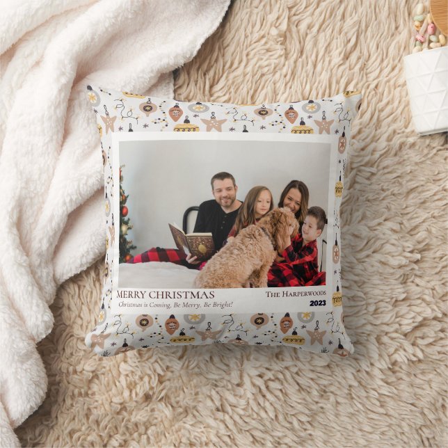 Simple Married and Merry Newlywed Christmas Photo Cushion (Blanket)
