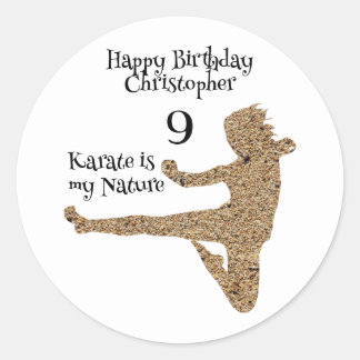 Simple Martial Arts Karate Kids Boy Happy Birthday Classic Round Sticker