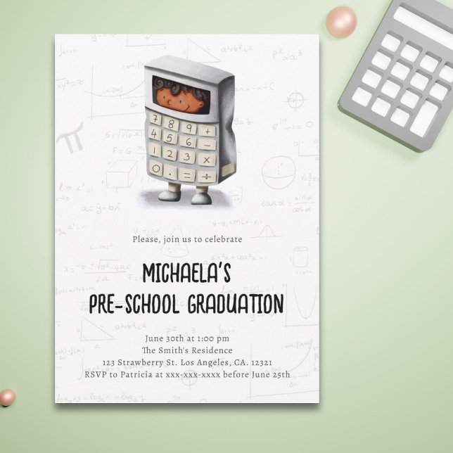 Simple Math Preschool Graduation Party Invitation (Creator Uploaded)
