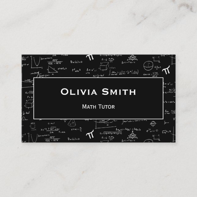 Simple Math Tutor Teacher Formula Pattern Business Card (Front)