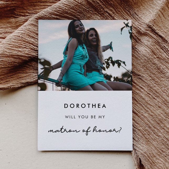 Simple Matron of Honour proposal photo card (Creator Uploaded)
