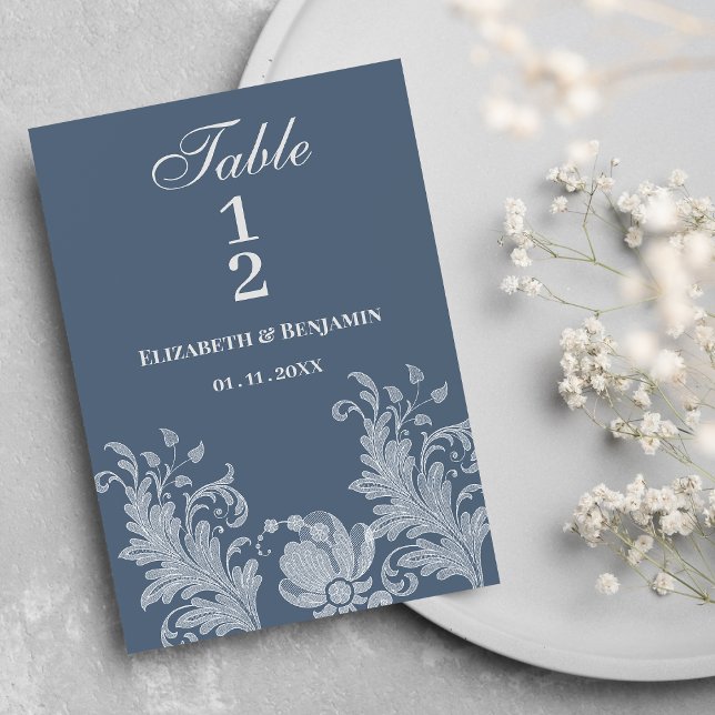 Simple mauve blue white floral lace Table Numbers (Simple mauve blue white floral lace Table Numbers)