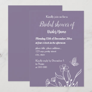 Simple mauve floral bridal shower invitation