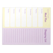 Simple Meal Planner Shopping List Personalised Notepad (Front)