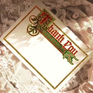 Simple Mediaeval Illuminated Thank You Card 