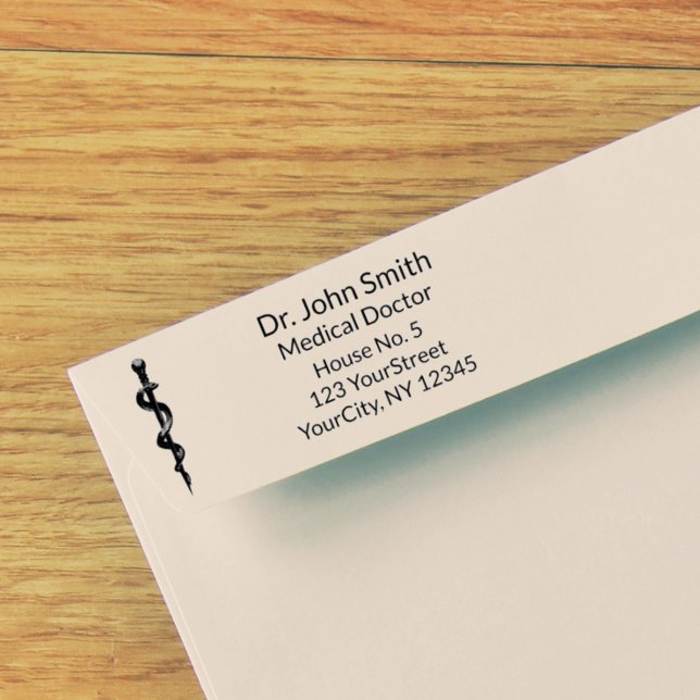 Simple Medical Asclepius Caduceus Black White Self-inking Stamp (Creator Uploaded)