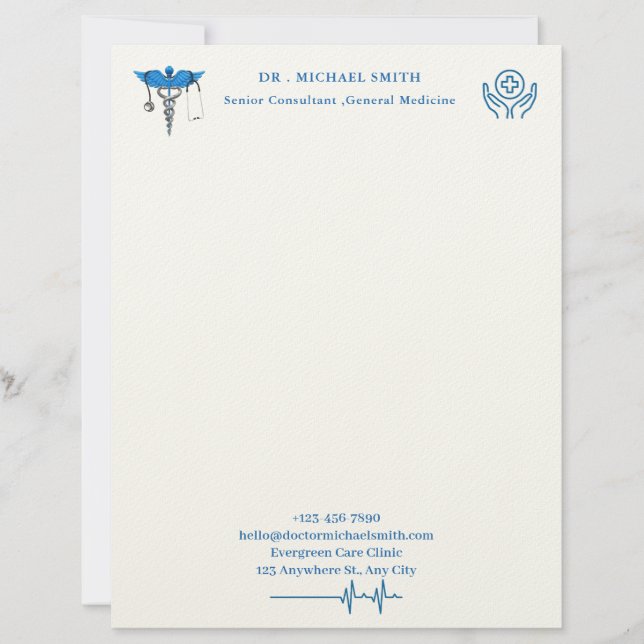 Simple Medical Doctor Custom Letterhead (Front)