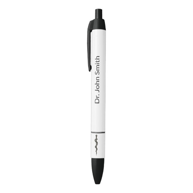 Simple Medical Professional Asclepius Black White Ink Pen (Top (Vertical))