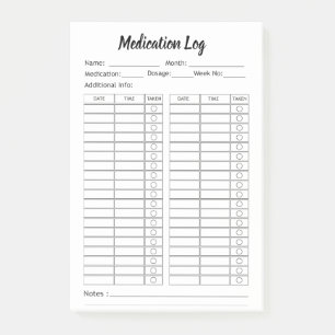 Simple Medication Check List - Personalised Post-it Notes