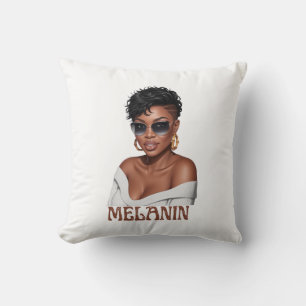Simple melanin fashionable woman black history cushion