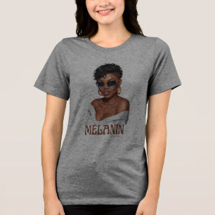 Simple melanin fashionable woman black history Tri-Blend shirt