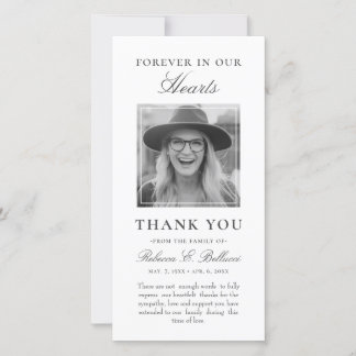 Simple Memorial Bereavement Sympathy Funeral Photo Thank You Card