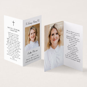 Simple Memorial Funeral Photo Folder Prayer Card