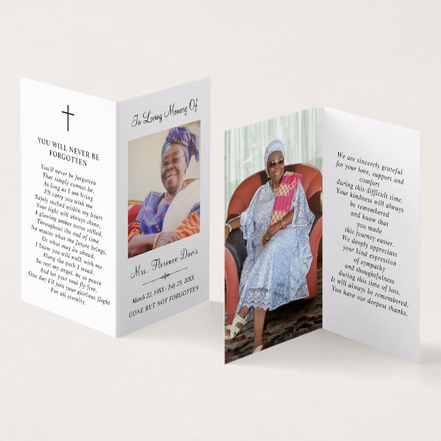 Simple Memorial Funeral Photo Folder Prayer Card (Inside and Outside)
