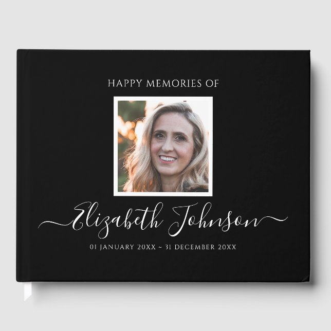 Simple Memorial Funeral Photo Guest Book (Front)