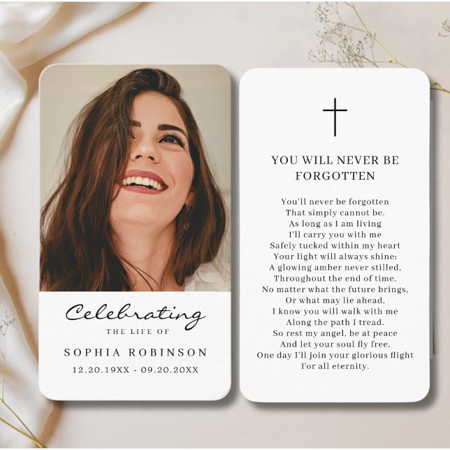 Simple Memorial Funeral Photo Prayer Card (Creator Uploaded)