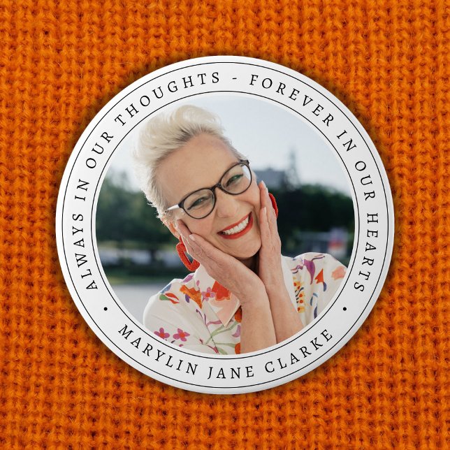 Simple Memorial Funeral Remembrance Photo  7.5 Cm Round Badge (Creator Uploaded)