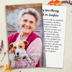 Simple Memorial Modern Photo Funeral Prayer Cards