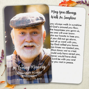Simple Memorial Modern Photo Sympathy Prayer Card
