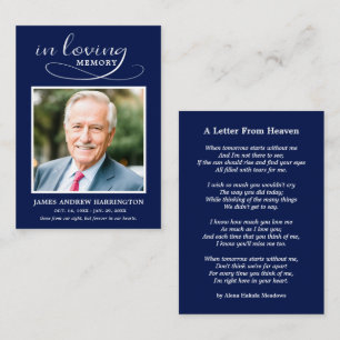 Simple Memorial Photo Funeral Card