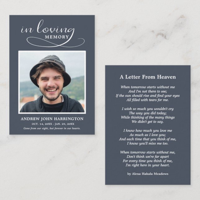 Simple Memorial Photo Funeral Card (Front/Back)